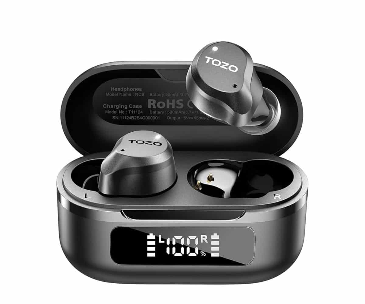 TOZO Hybrid ANC Wireless Earbuds - Noise Cancelling, Waterproof, 59H Playtime