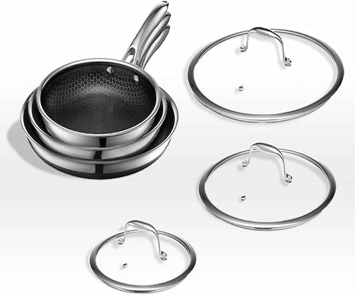 HexClad Hybrid Nonstick 6-Piece Fry Pan Set – Durable and Versatile for Any Kitchen