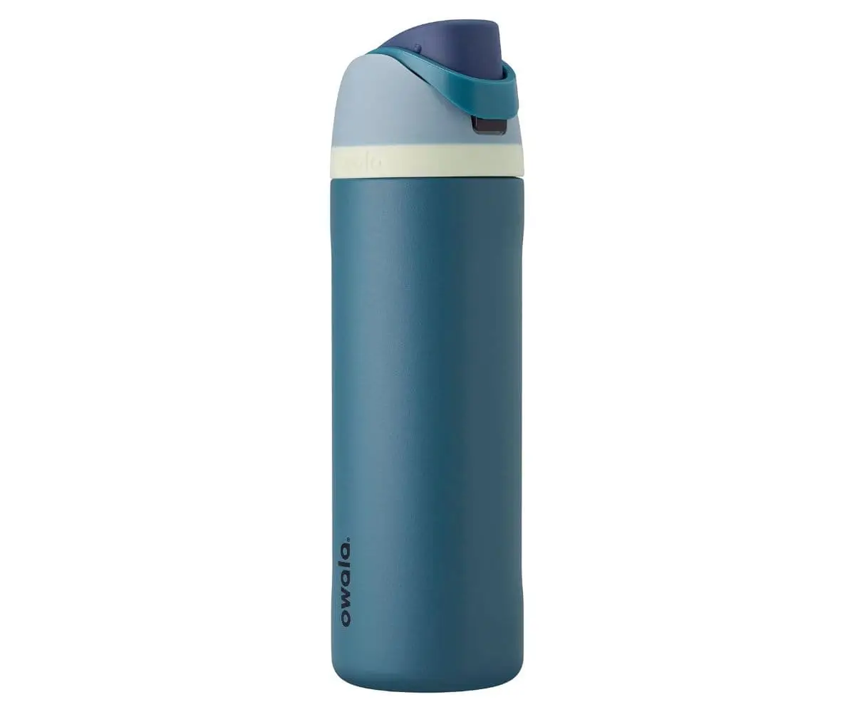 Owala FreeSip Water Bottle with FreeSip straw, leak-proof lid, and cup holder fit