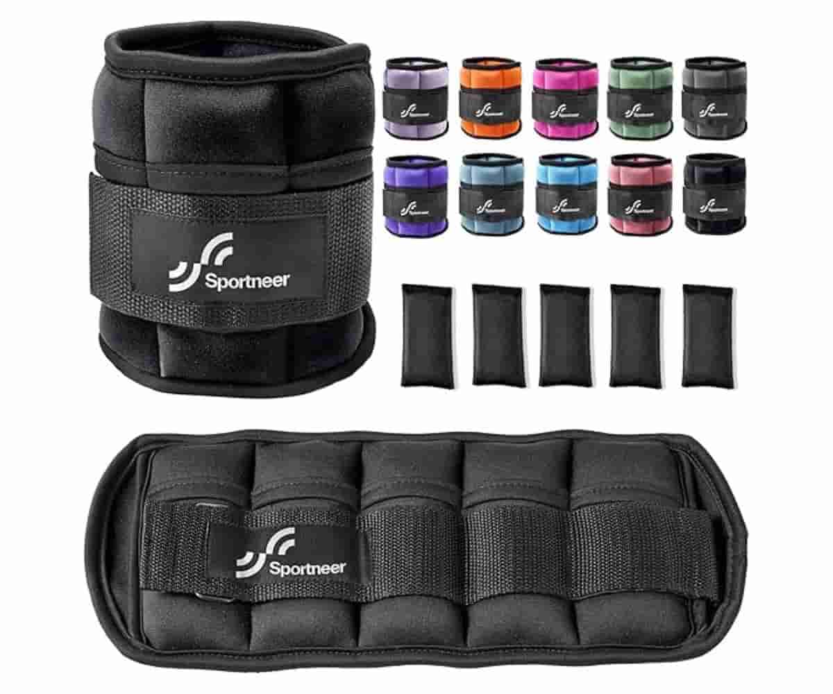 Sportneer Adjustable Ankle Weights with breathable straps and adjustable weights