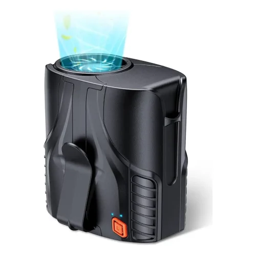 Clip-on personal fan with USB rechargeable 40-hour runtime and quiet 6-speed motor