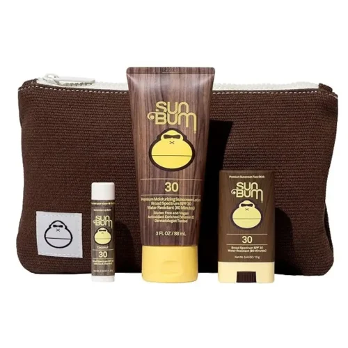 Sun Bum Road Tripper set includes face stick, lip balm, and lotion for portable sun protection
