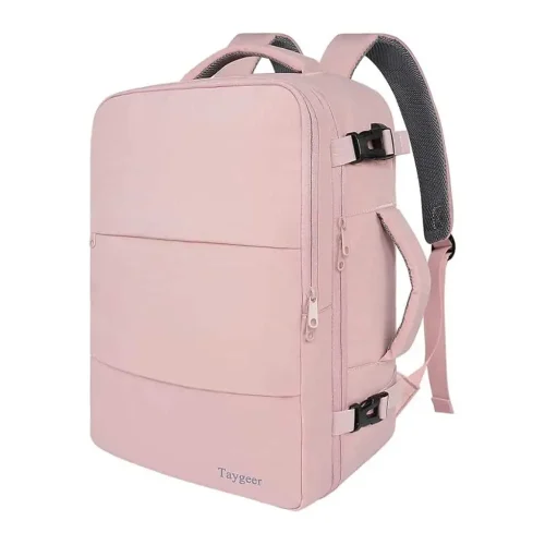 Taygeer Travel Backpack featuring USB-C charging, shoe pouch, and TSA-friendly laptop access