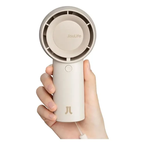 JISULIFE pocket-sized fan with powerful airflow and USB recharg