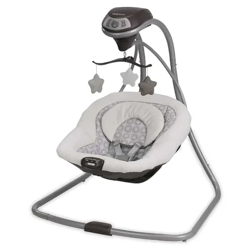 The Graco Simple Sway Swing provides a gentle side-to-side motion and compact design, offering a soothing solution for infants in any home.