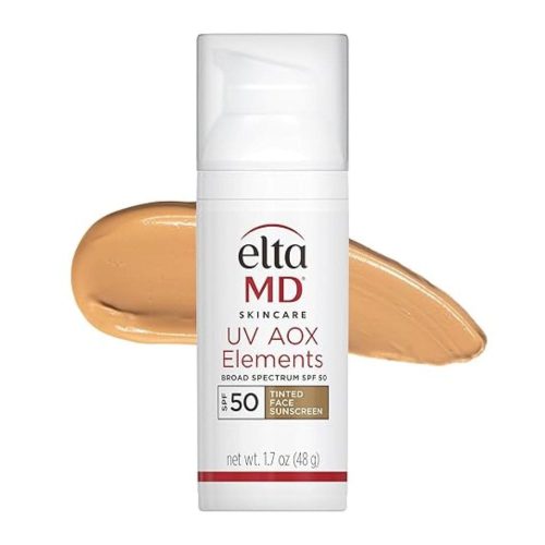 EltaMD UV AOX Elements: Gentle tinted mineral sunscreen with antioxidants.