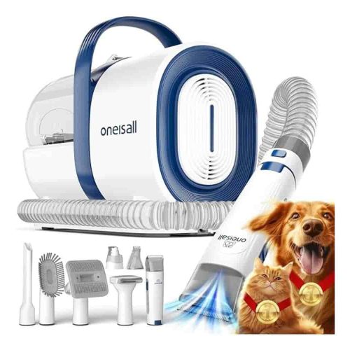 oneisall 7-in-1 Dog Grooming Vacuum Kit for shedding and home cleaning.